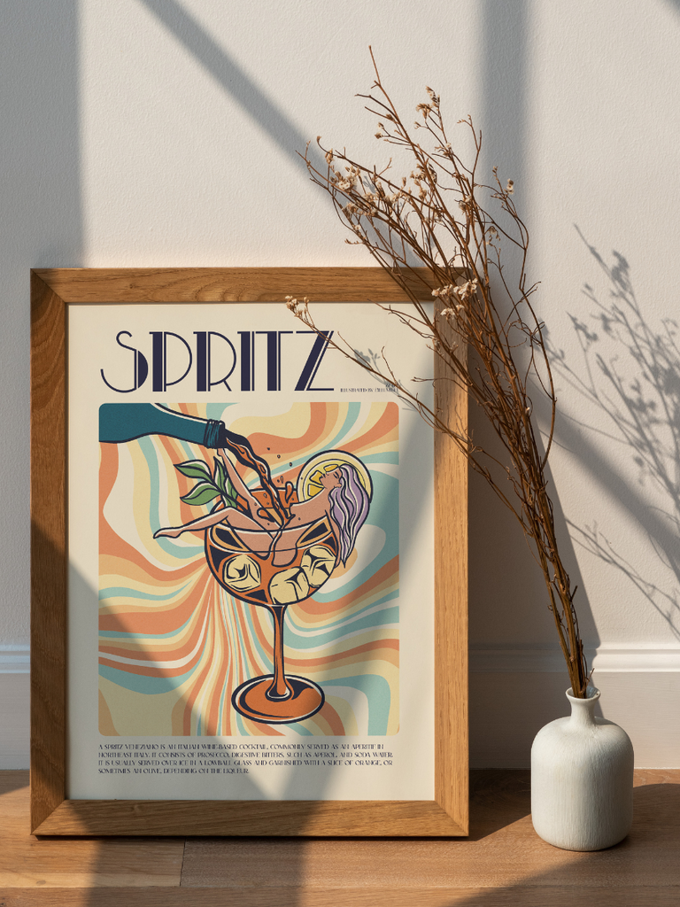 Affiche Vintage, Cocktail Spritz, idée cadeau anniversaire femme