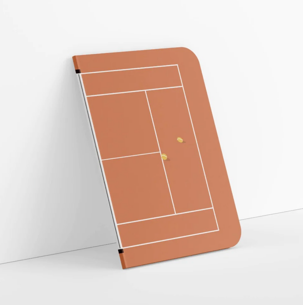 Carnet de notes, terrain de tennis, tournoi de Rolland Garros