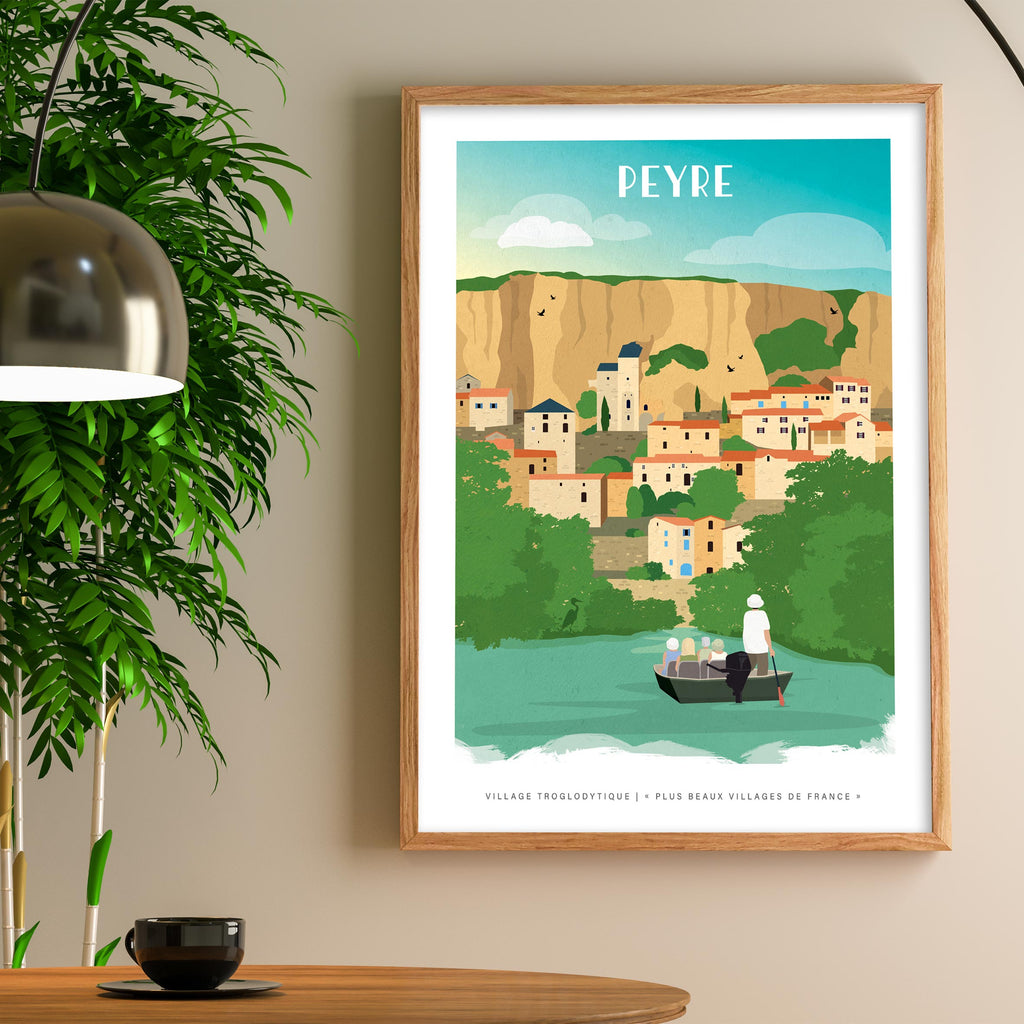 Affiche de Peyre, plus beaux villages de France, cadeau original