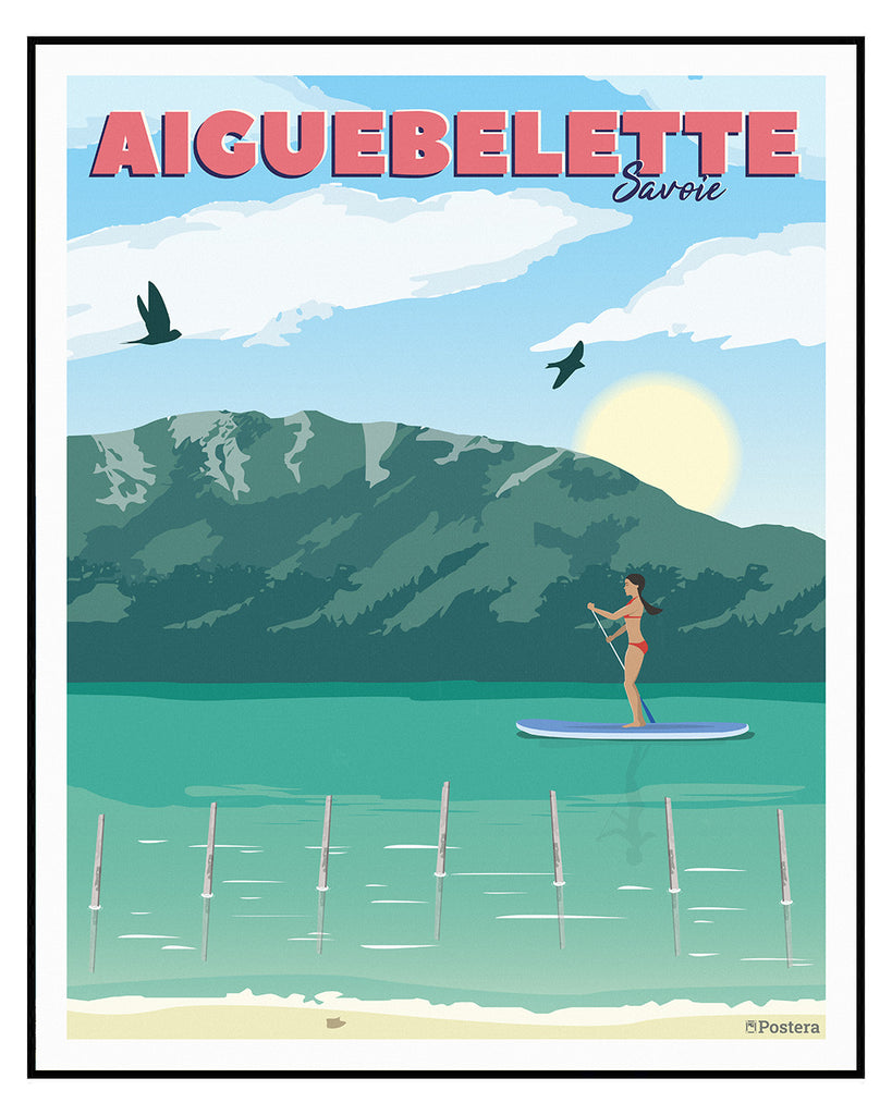 Affiche illustrant le lac d'Aiguebelette en Savoie